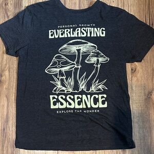 Black Graphic T-Shirt with Mushroom Design